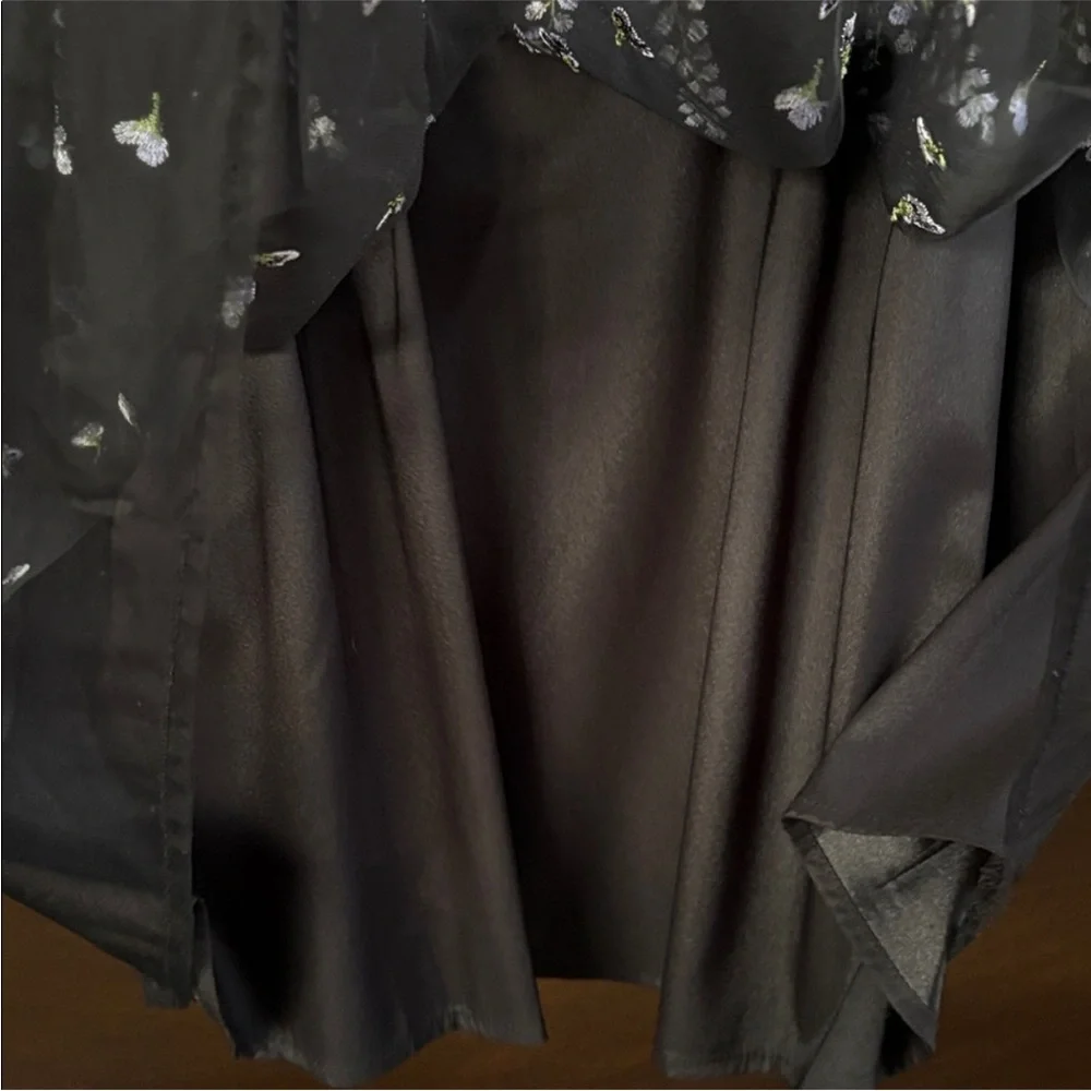 Like New White House Black Market Floral Embroidered Mesh Dress Black Size 14